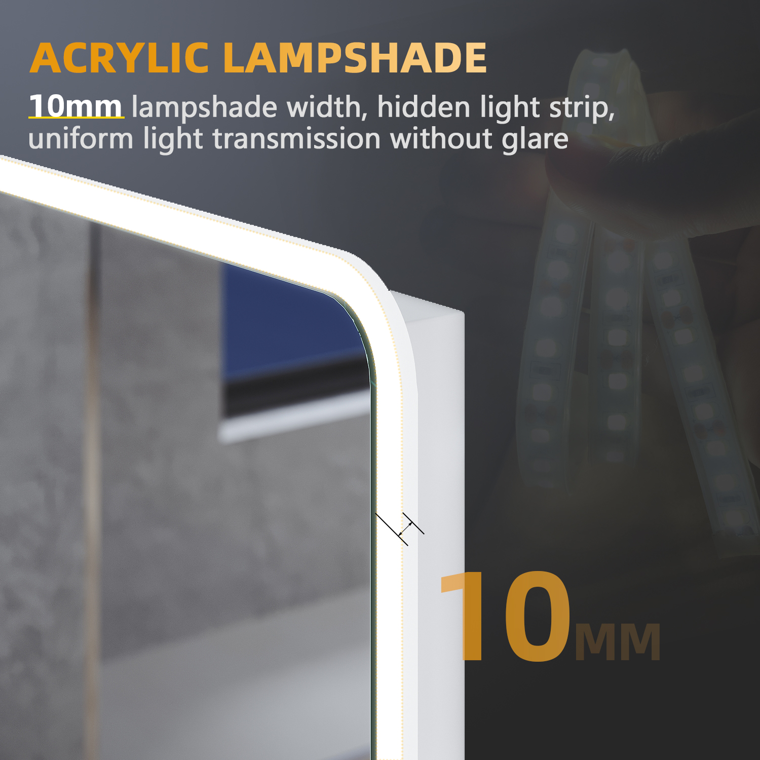 ELEGANT Bathroom LED Mirror 800 x 600 mm Acrylic Framed Bluetooth ...